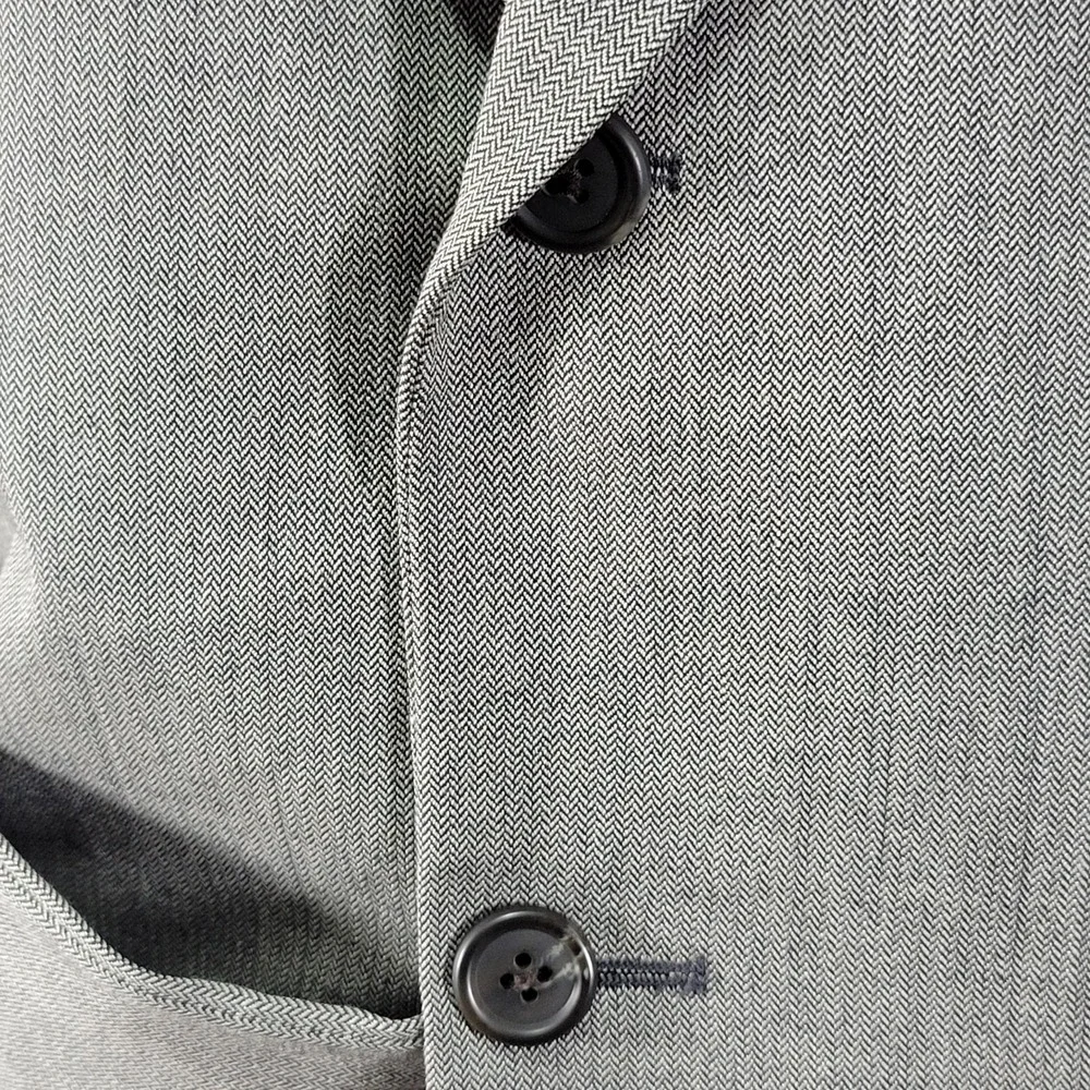 Chaps‎ Ralph Lauren Men's Sport Coat Blazer Three Button Gray Herringbone 42L